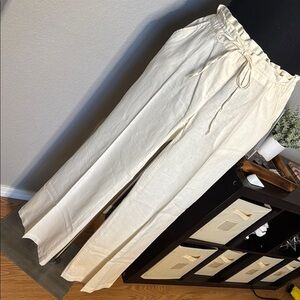 BCBGMaxAzria Cream linen/cotton Drawstring Pants